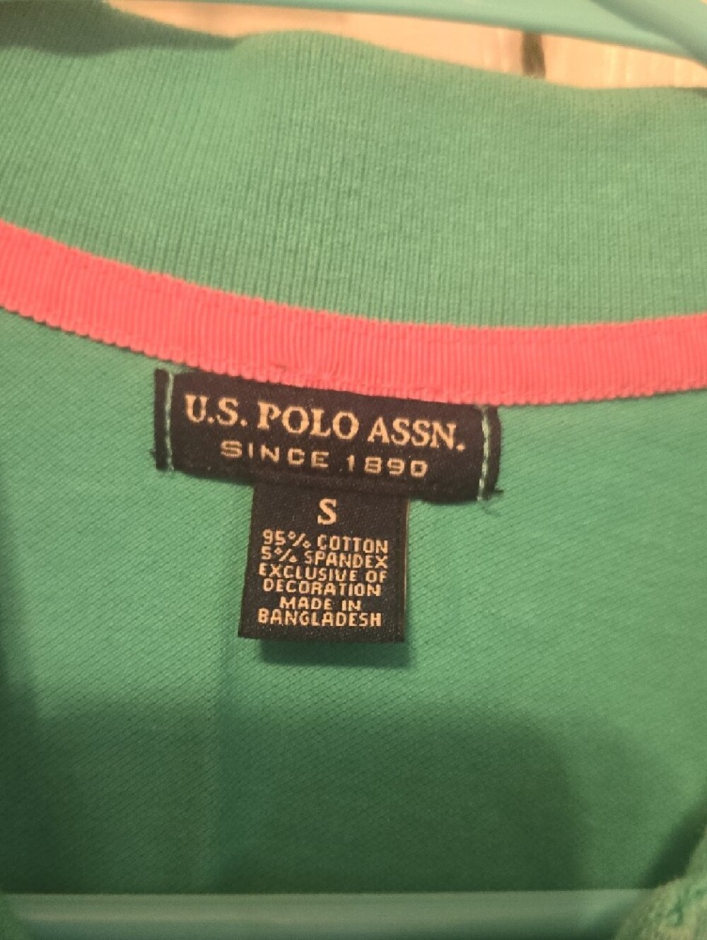 U.S. Polo Assn. Teal Polo with Pink Trim - Picture 4 of 4